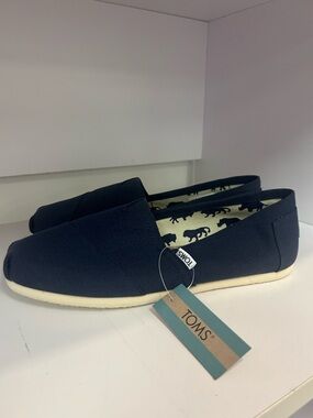Toms Navy Canvas Slip-Ons with Animal Print Lining